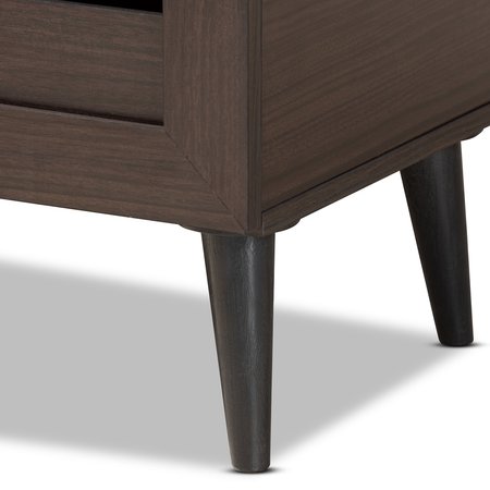 Baxton Studio Salma ModernDark Brown Finished Wood 2-Door Shoe Storage Cabinet 195-11726-ZORO